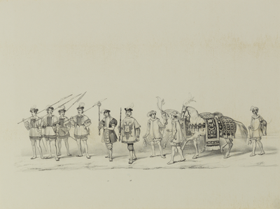 32610 Zevende gedeelte van de maskerade van de studenten van de Utrechtse hogeschool op 17 juni 1846, voorstellende de ...